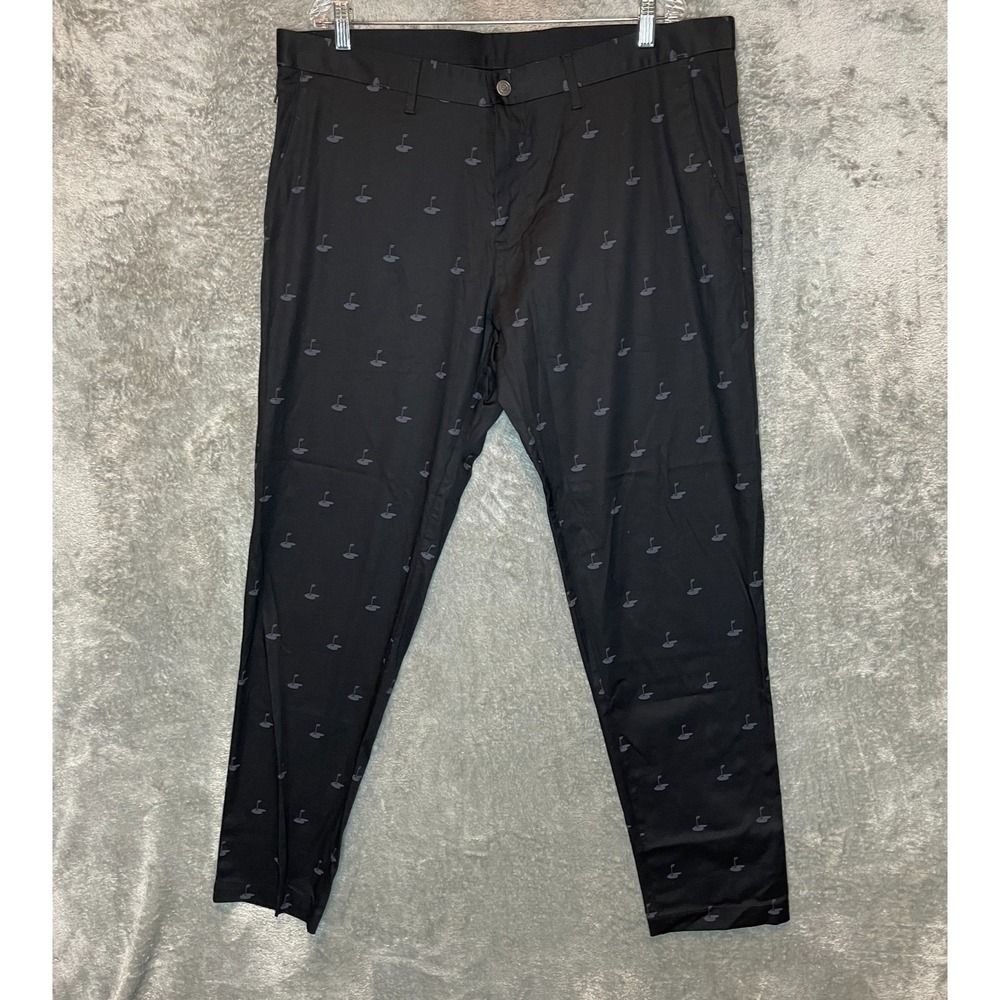 Fabletics Men Slim Fit High Side Chino 40x34 Black Golf Flag Country Club NWT